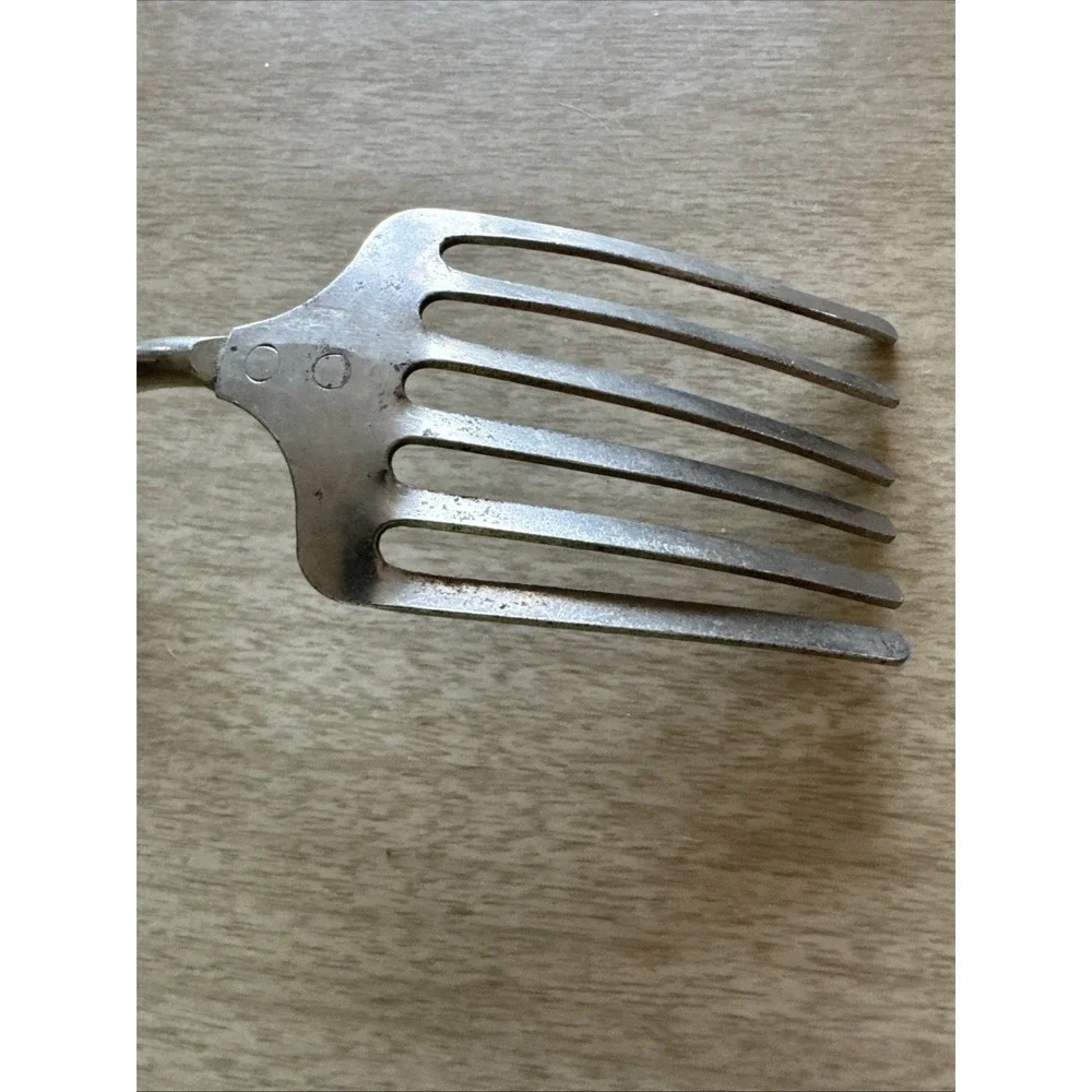 Vtg Slotted Spatula Turner Flipper Red Wood Handle MCM Kitchen Tool Farmhouse